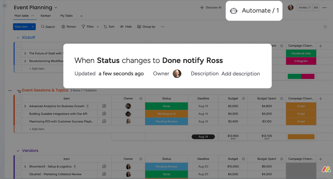monday.com — Automatizaciones
